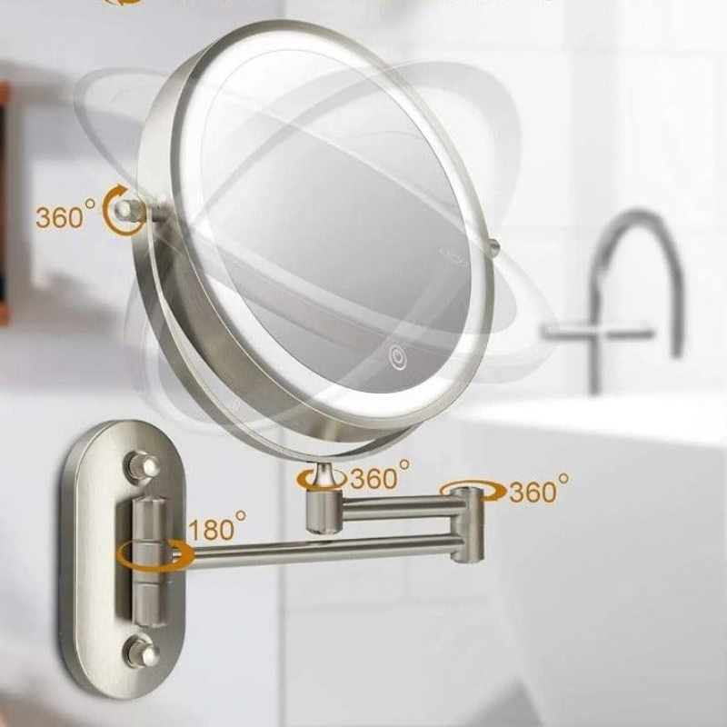 Dubbelzijdige LED Make-up Spiegel met Vergroting en 360° Rotatie