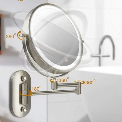 Dubbelzijdige LED Make-up Spiegel met Vergroting en 360° Rotatie