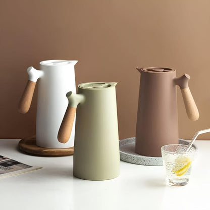 Geïsoleerde Karaf Met Houten Handvat En Dubbelwandige Constructie