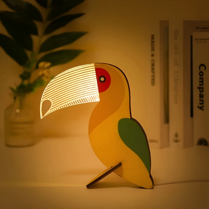 Houten Dierlamp Met Scandinavische Vorm En Warme LED Verlichting