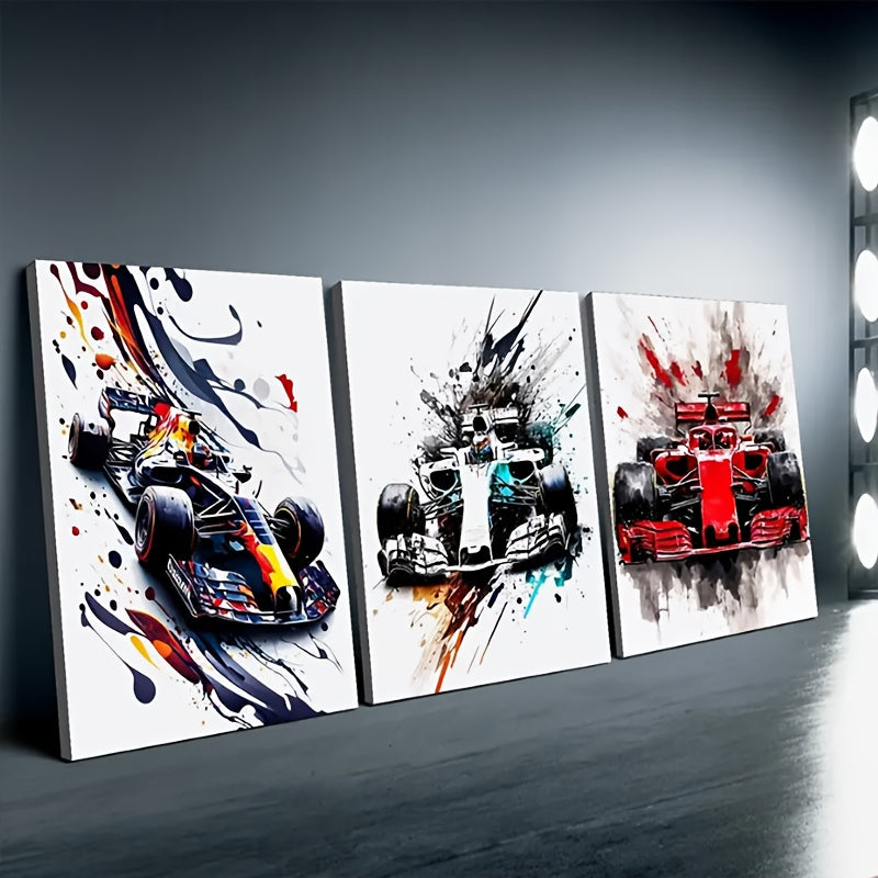 SpeedLine Canvas Set – 3-delige Frameloze Raceauto Posters