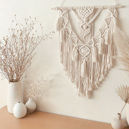 Macramé Wanddecoratie Met Handgeknoopte Structuur Voor Warme Natuurlijke Sfeer