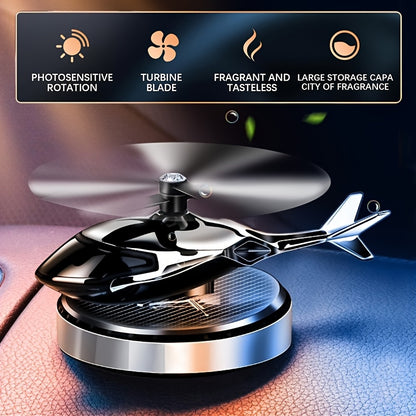 Zilverkleurige Solar Roterende Helikopter Auto Diffuser