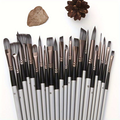 Kunstkwastenset 24-delig – met paletmes en schildertas voor acryl, aquarel en olieverf