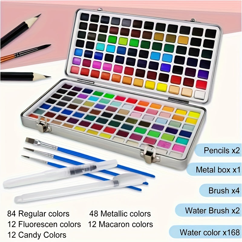 Vaste aquarelverfset – 50/100 kleuren in metalen doos voor professioneel en creatief gebruik