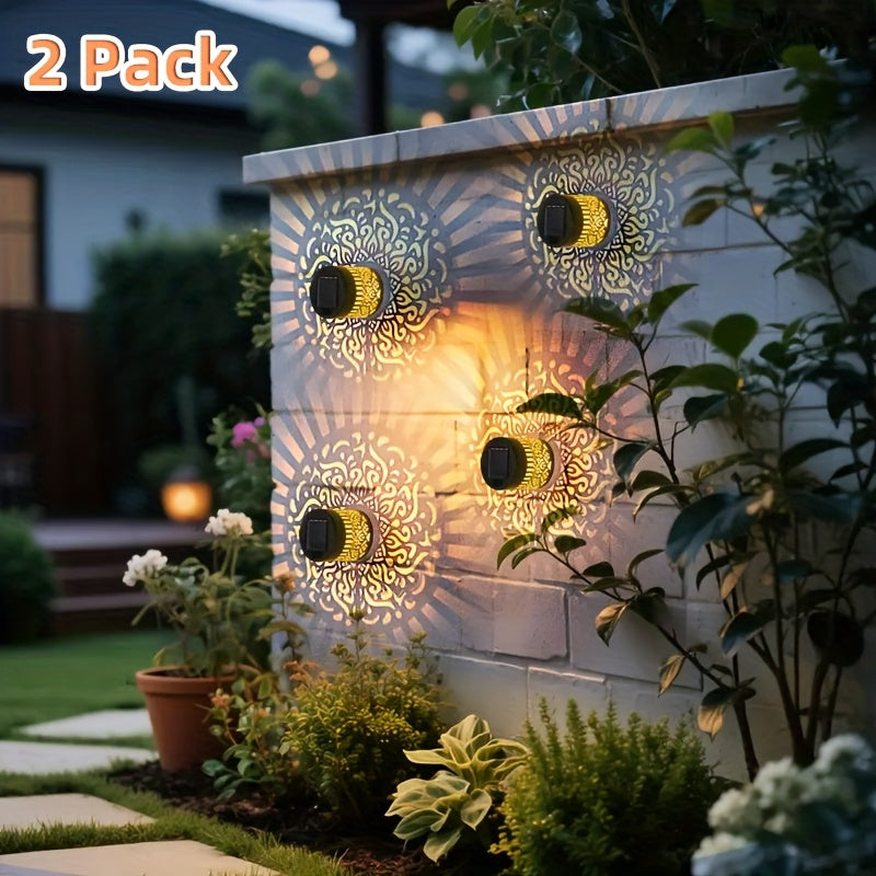 Solar Buitenlampen 2stuks voor Tuin & Hek – Metalen Design, Zonne-energie, Decoratieve Wandlampen