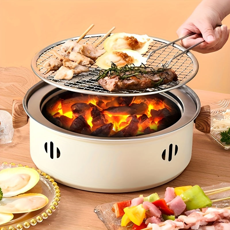 Draagbare Compacte Tafelbarbecue Grillpan – Roestvrij Staal & Geschikt voor Binnen en Buiten