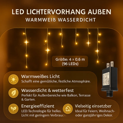 Warmwitte Waterdichte Led Lichtgordijn Voor Buiten