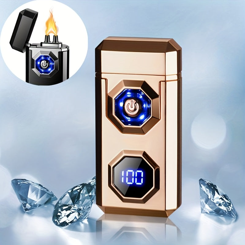 Elektronische Metaal Aansteker met Dubbele Vlam – USB-oplaadbaar en Windbestendig