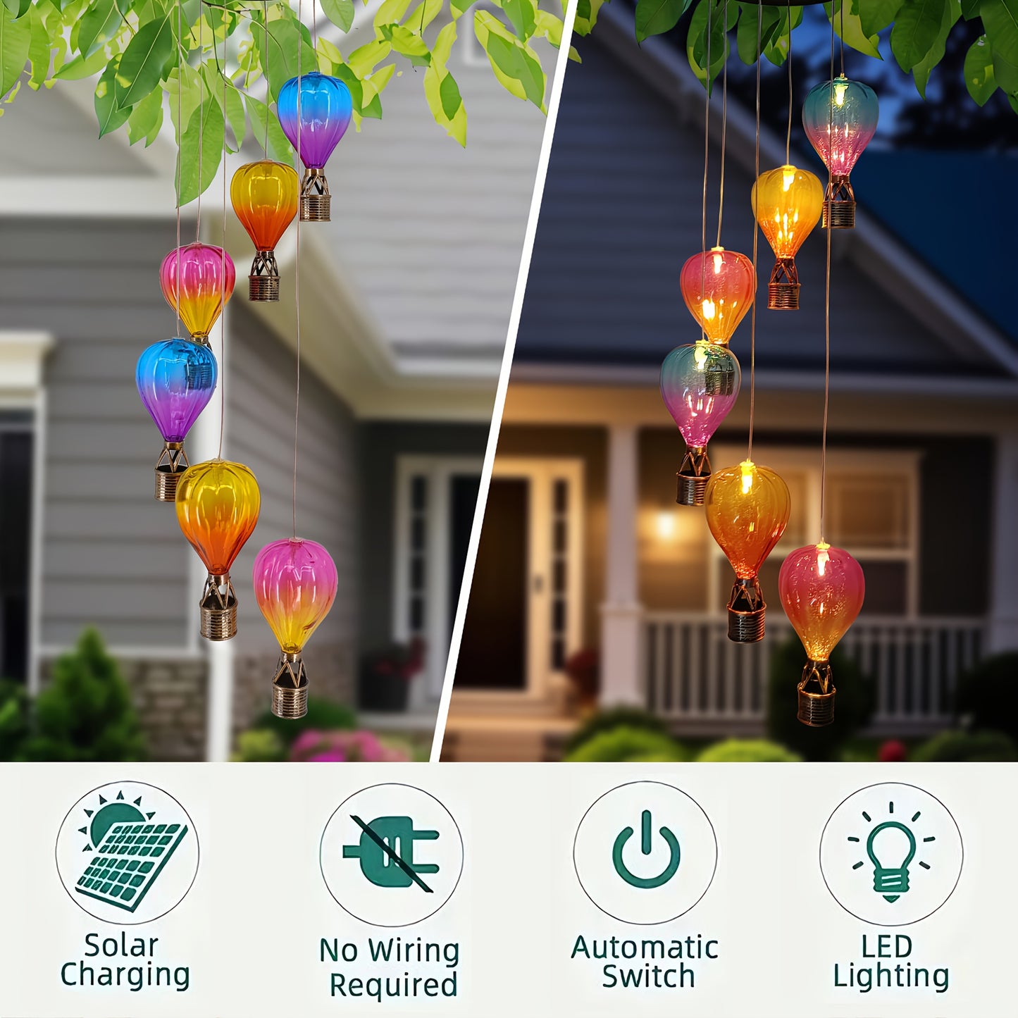 Zonne‑energie Luchtballon Windgong met Licht