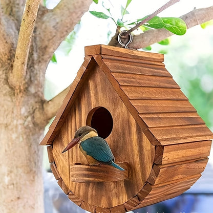 Rustiek Houten Hangend Vogelhuisje – Duurzaam & Decoratief voor Buiten
