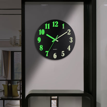Glowtick RetroLume Wandklok – Stil & Lichtgevend Design met Zwart-Groene Wijzerplaat (Ø ca. 30 cm)