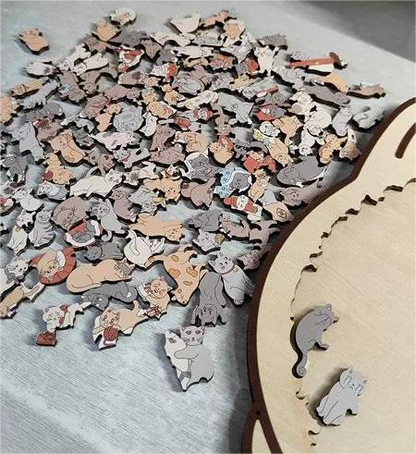 Houten Kattenpuzzel Met 135 Stukjes Voor Ontspanning En Decoratie