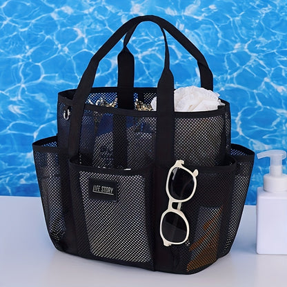 Mesh Beach Tote Bag met Meerdere Zijvakken