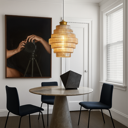 Glazen Hanglamp Met Gelaagde Vorm En Zachte LED Verlichting