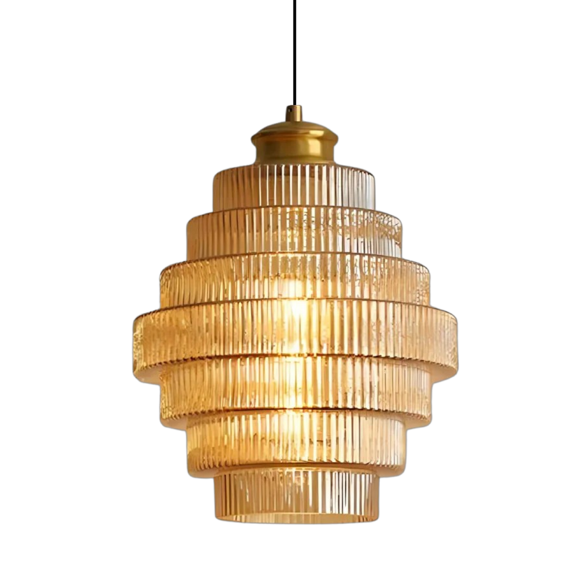 Glazen Hanglamp Met Gelaagde Vorm En Zachte LED Verlichting