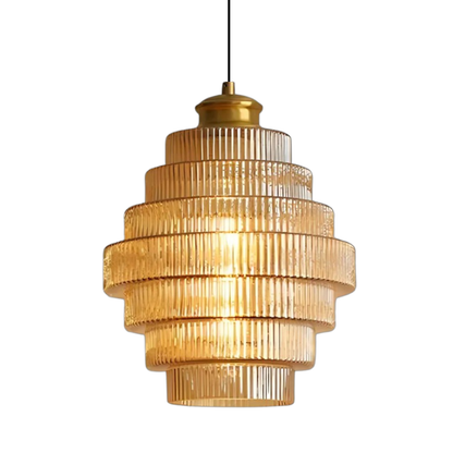 Glazen Hanglamp Met Gelaagde Vorm En Zachte LED Verlichting