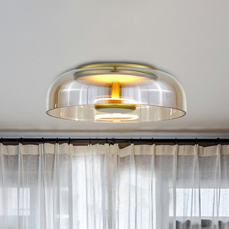 Moderne LED Plafondlamp Met Halfronde Glazen Kap