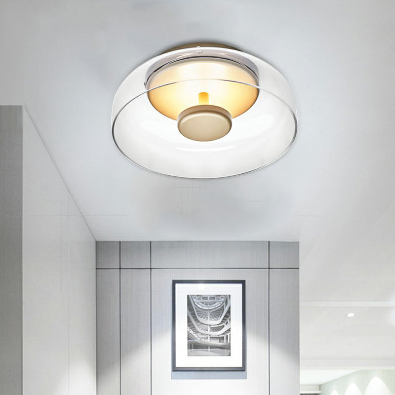 Moderne LED Plafondlamp Met Halfronde Glazen Kap