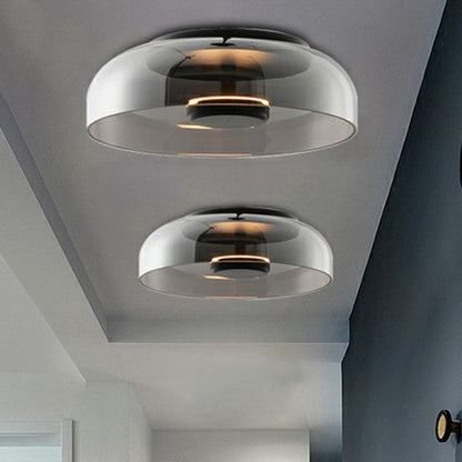 Moderne LED Plafondlamp Met Halfronde Glazen Kap