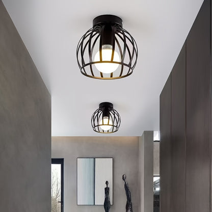 CageGlow Plafondlamp – Moderne Industriële Semi-Flushmount met E27 Fitting