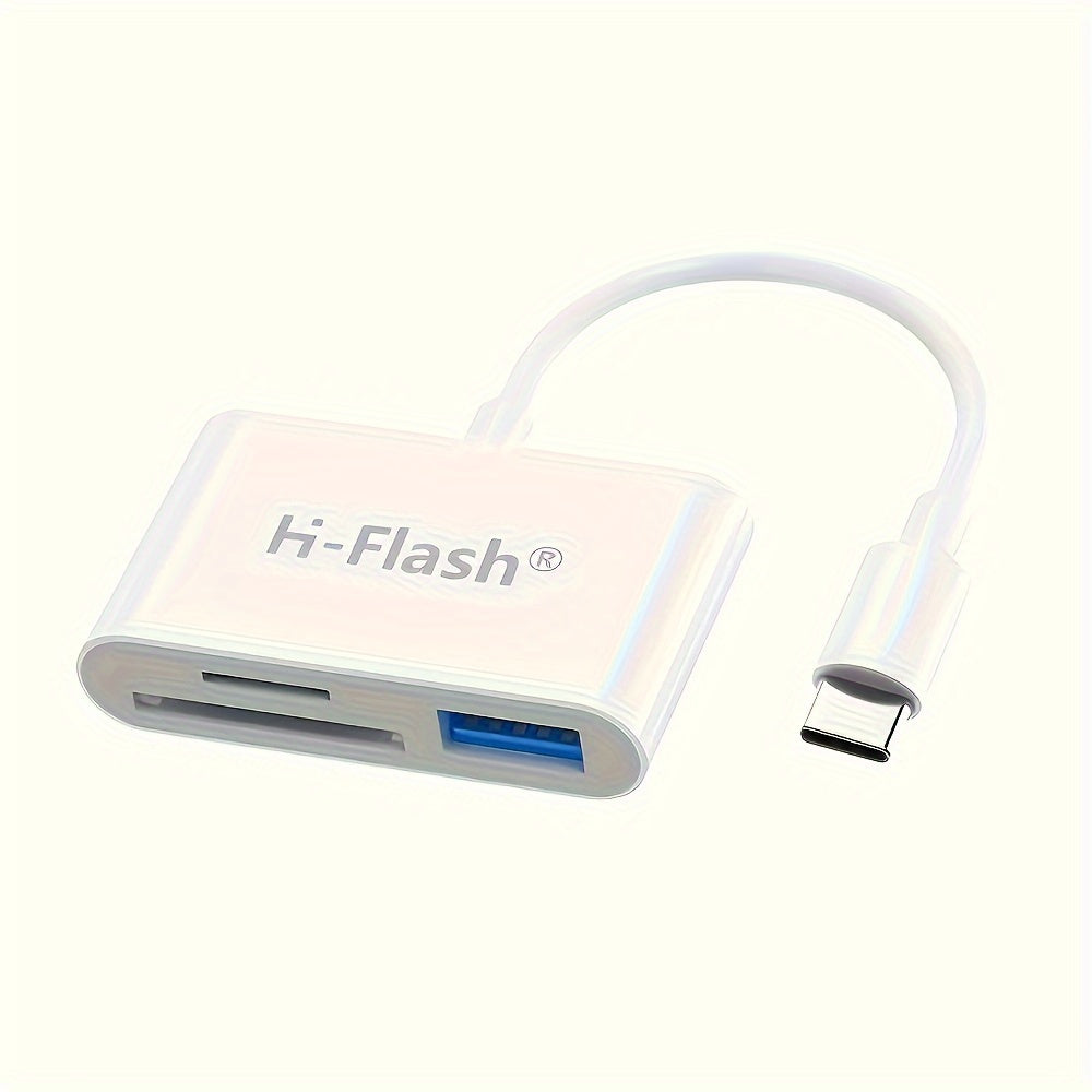 H-Flash 3-in-1 USB-C Kaartlezer – Compacte Gegevensoverdracht voor SD en Micro SD