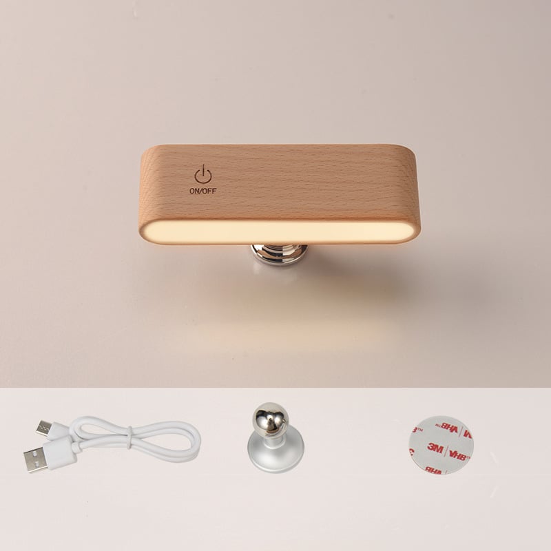 Draadloze LED Bureaulamp Van Massief Hout Met Magnetische Bevestiging