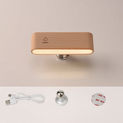 Draadloze LED Bureaulamp Van Massief Hout Met Magnetische Bevestiging