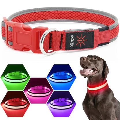 USB LED Hondenhalsband – Oplaadbaar & Verstelbaar met 6 Kleuren Licht voor Nachtelijke Veiligheid