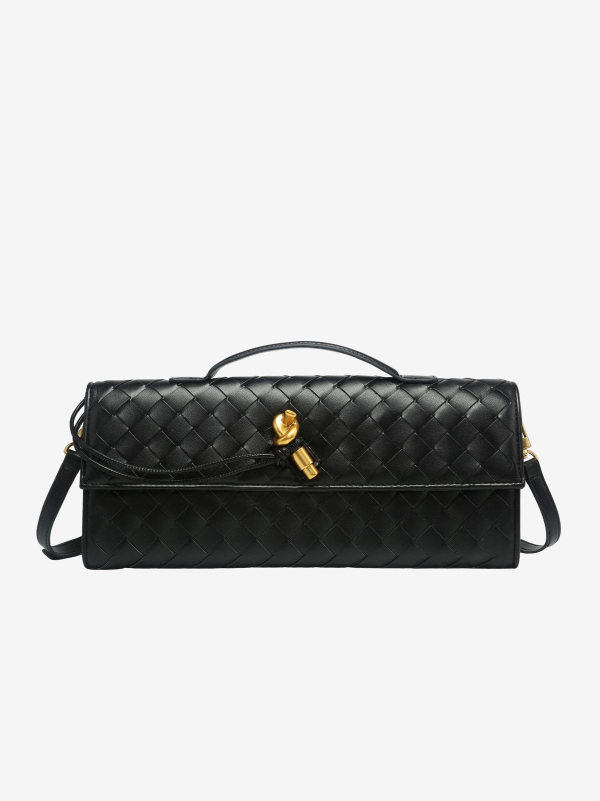 Geweven Crossbody Tas Van Leer Met Compact En Tijdloos Design