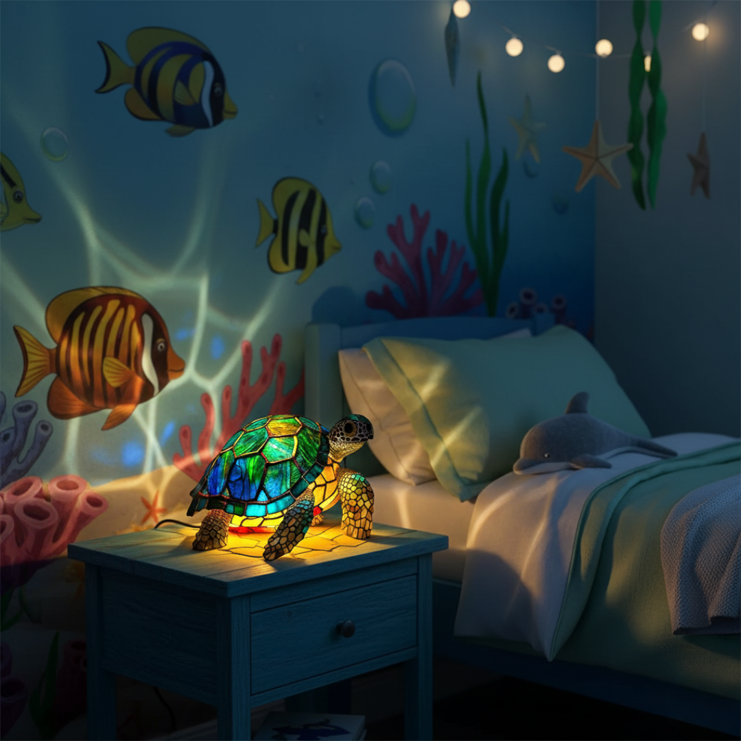 Decoratief Resin‑Beeld met Geometrische Vorm en Warm Licht