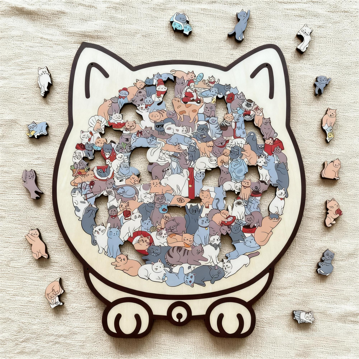 Houten Kattenpuzzel Met 135 Stukjes Voor Ontspanning En Decoratie