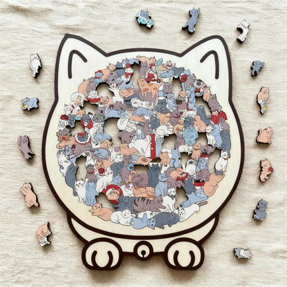 Houten Kattenpuzzel Met 135 Stukjes Voor Ontspanning En Decoratie