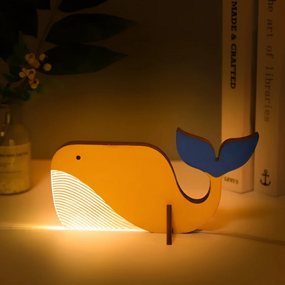 Houten Dierlamp Met Scandinavische Vorm En Warme LED Verlichting
