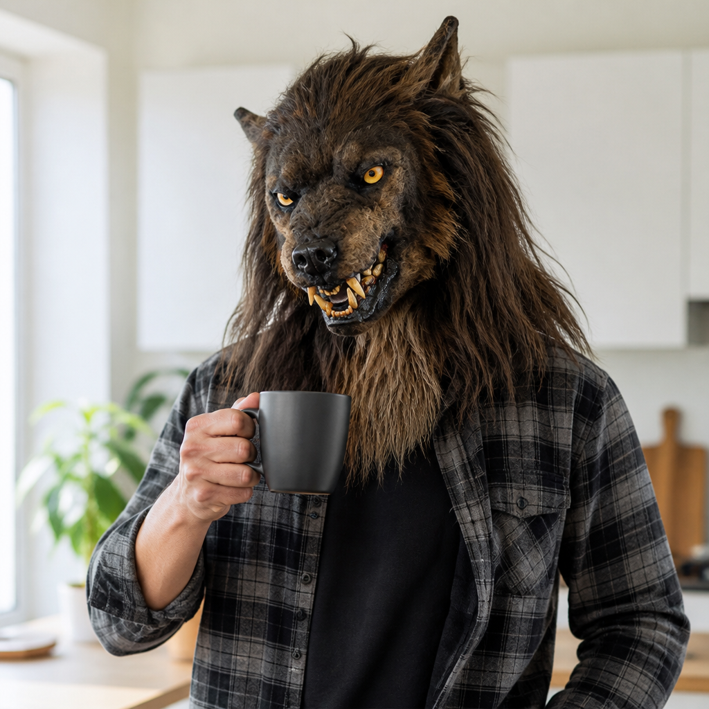 Realistische Weerwolfmasker Van Siliconen Met Luxe Nepbont