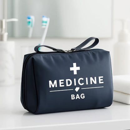 Vintage Reis Organizer met Medicijnlabel en Meerdere Vakken