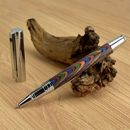 Handtekeningpen met Vintage Houtpatroon – Charmant Cadeau voor Feestelijke Gelegenheden