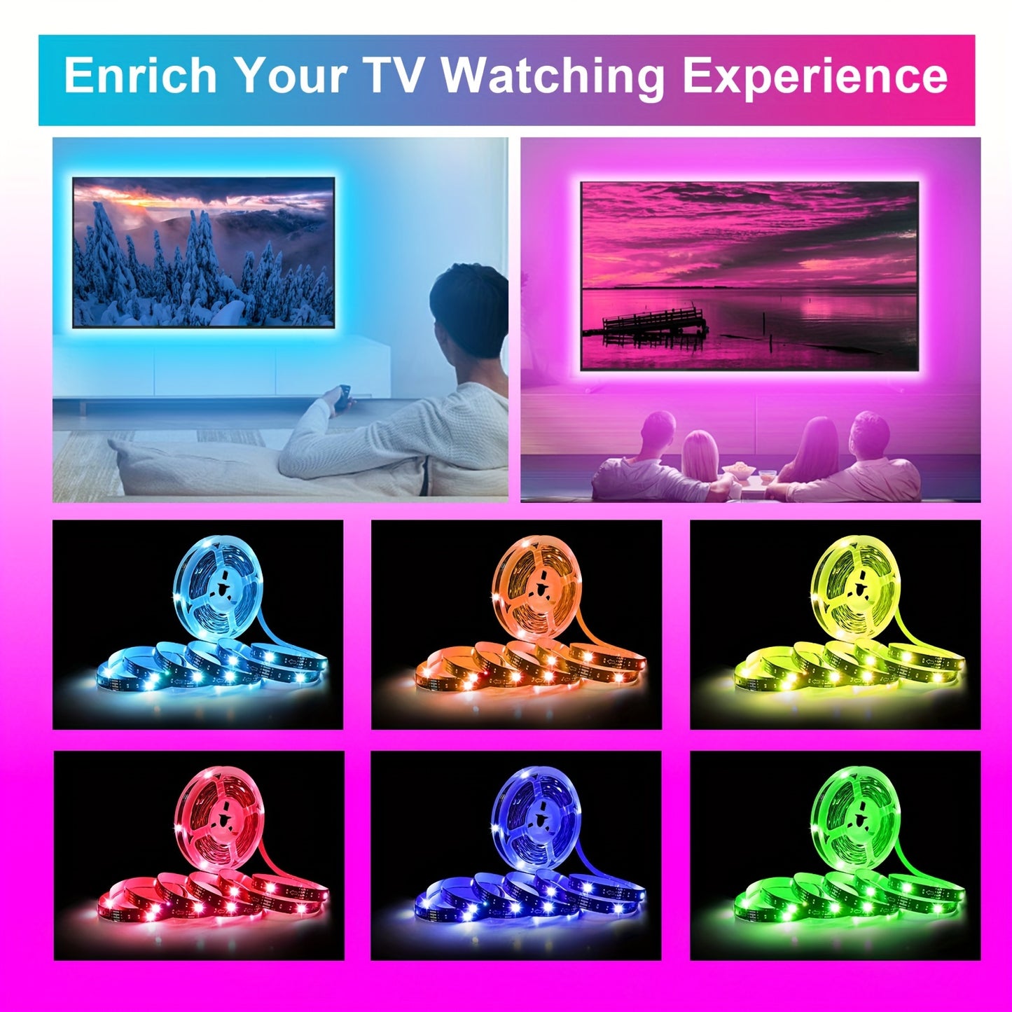 GlowLine RGB TV Strip – Sfeervolle Achtergrondverlichting voor Home Theater & Gaming