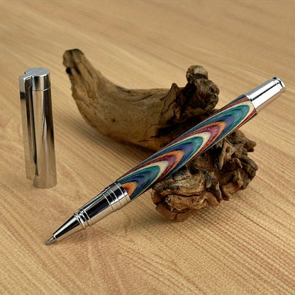 Handtekeningpen met Vintage Houtpatroon – Charmant Cadeau voor Feestelijke Gelegenheden