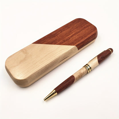 Luxe houten balpen set met displaycase