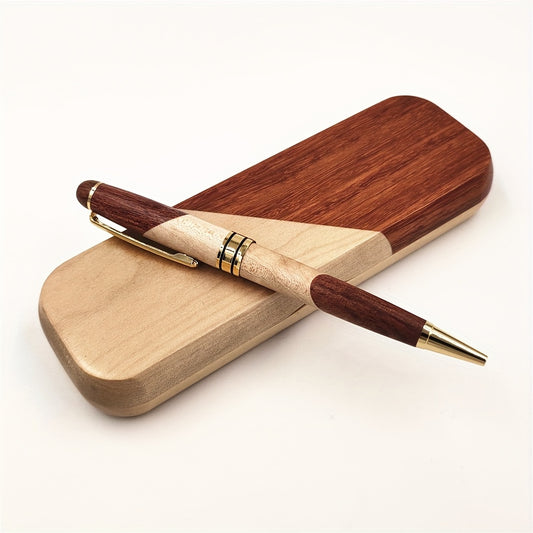 Luxe houten balpen set met displaycase