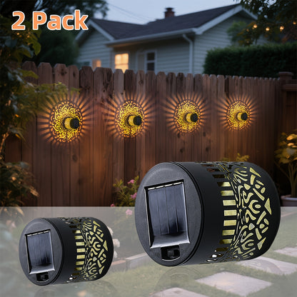 Solar Buitenlampen 2stuks voor Tuin & Hek – Metalen Design, Zonne-energie, Decoratieve Wandlampen