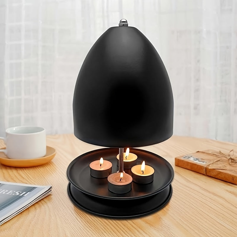 HeatDome Theelichtoven – Zwarte Tafelradiator met Handwarmer & Kaarsenhouder