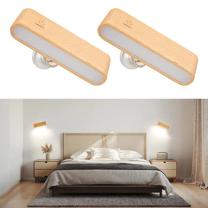 Draadloze LED Bureaulamp Van Massief Hout Met Magnetische Bevestiging