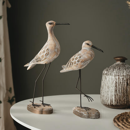 Vintage houten zeevogels – 2 stuks oceaan-thema meeuwornamenten voor woonkamer en kerstdecoratie