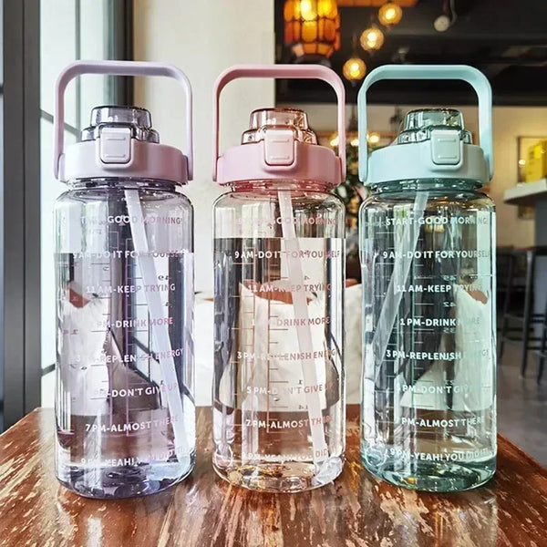 Motivatie Waterfles Met Tijdmarkeringen En Drinkriet Voor Dagelijks Gebruik