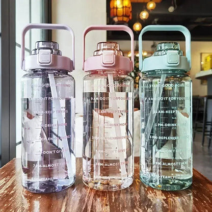 Motivatie Waterfles Met Tijdmarkeringen En Drinkriet Voor Dagelijks Gebruik