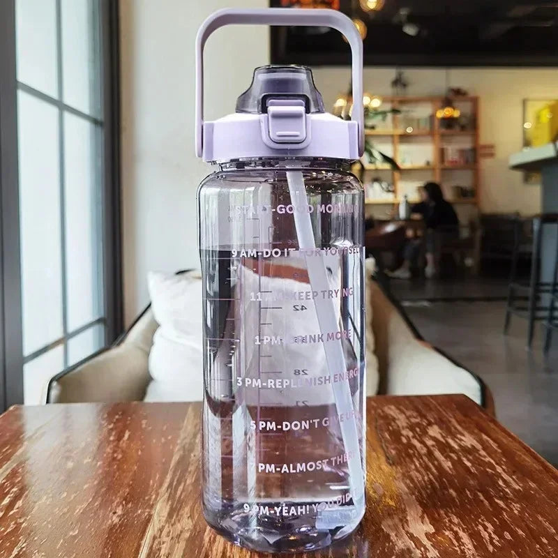 Motivatie Waterfles Met Tijdmarkeringen En Drinkriet Voor Dagelijks Gebruik