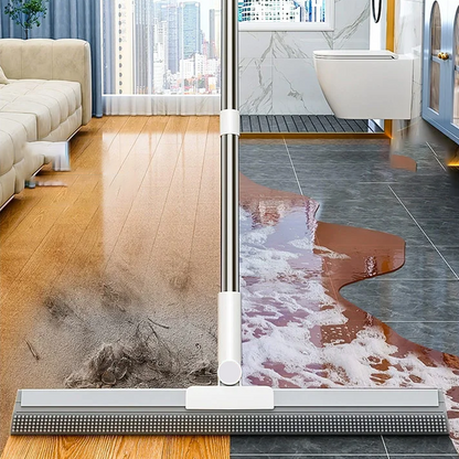 2-In-1 Vloertrekker Met Rubber Bezem Voor Nat En Droog Schoonmaken