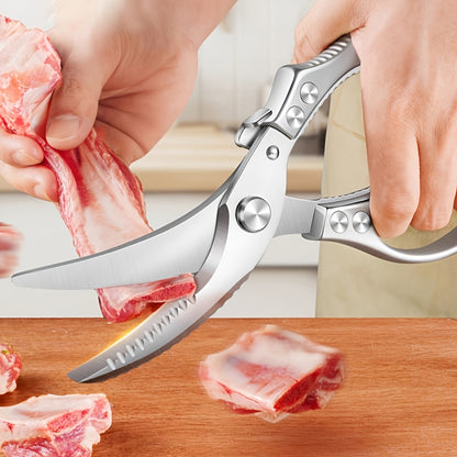Professionele Veerbelaste Roestvrijstalen Keukenschaar – Voor Vlees, Botten & BBQ